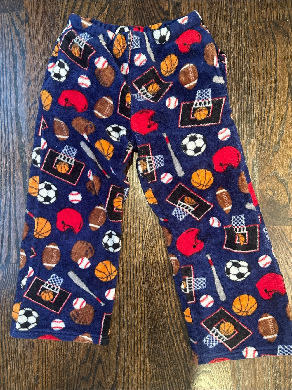 Kids Navy Blue Sports-Print Fleece Pajama Pants